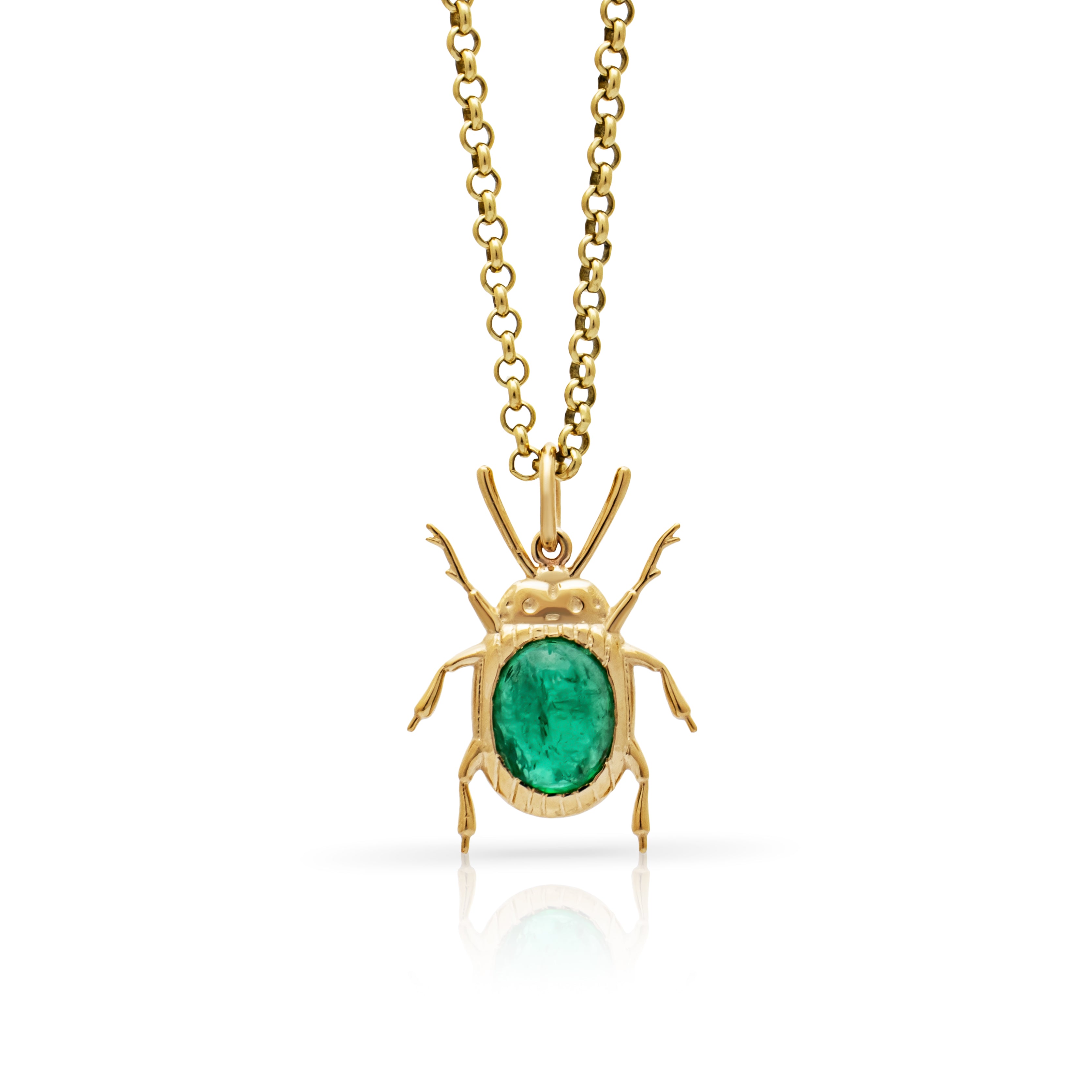 Emerald beetle pendant. Insect pendant. Gemstone insect