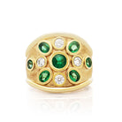 Droplet Ring. Emerald and Diamond Ring. Solid gold ring. Gemstone ring. Statement ring. 