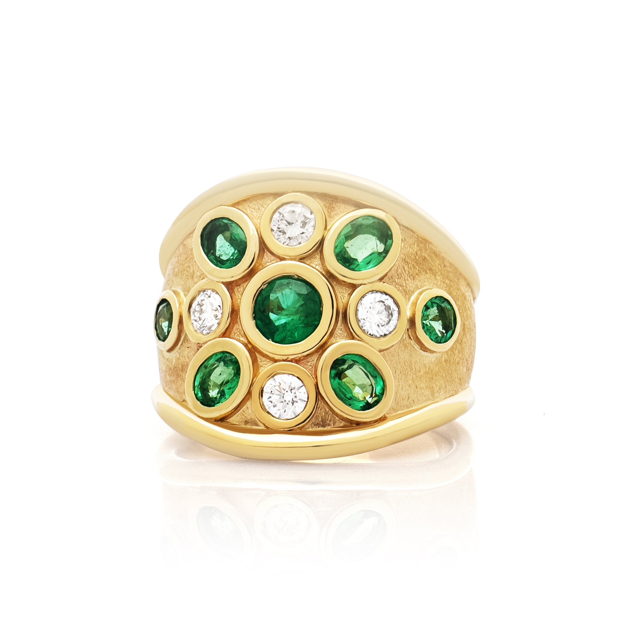 Droplet Ring. Emerald and Diamond Ring. Solid gold ring. Gemstone ring. Statement ring. 