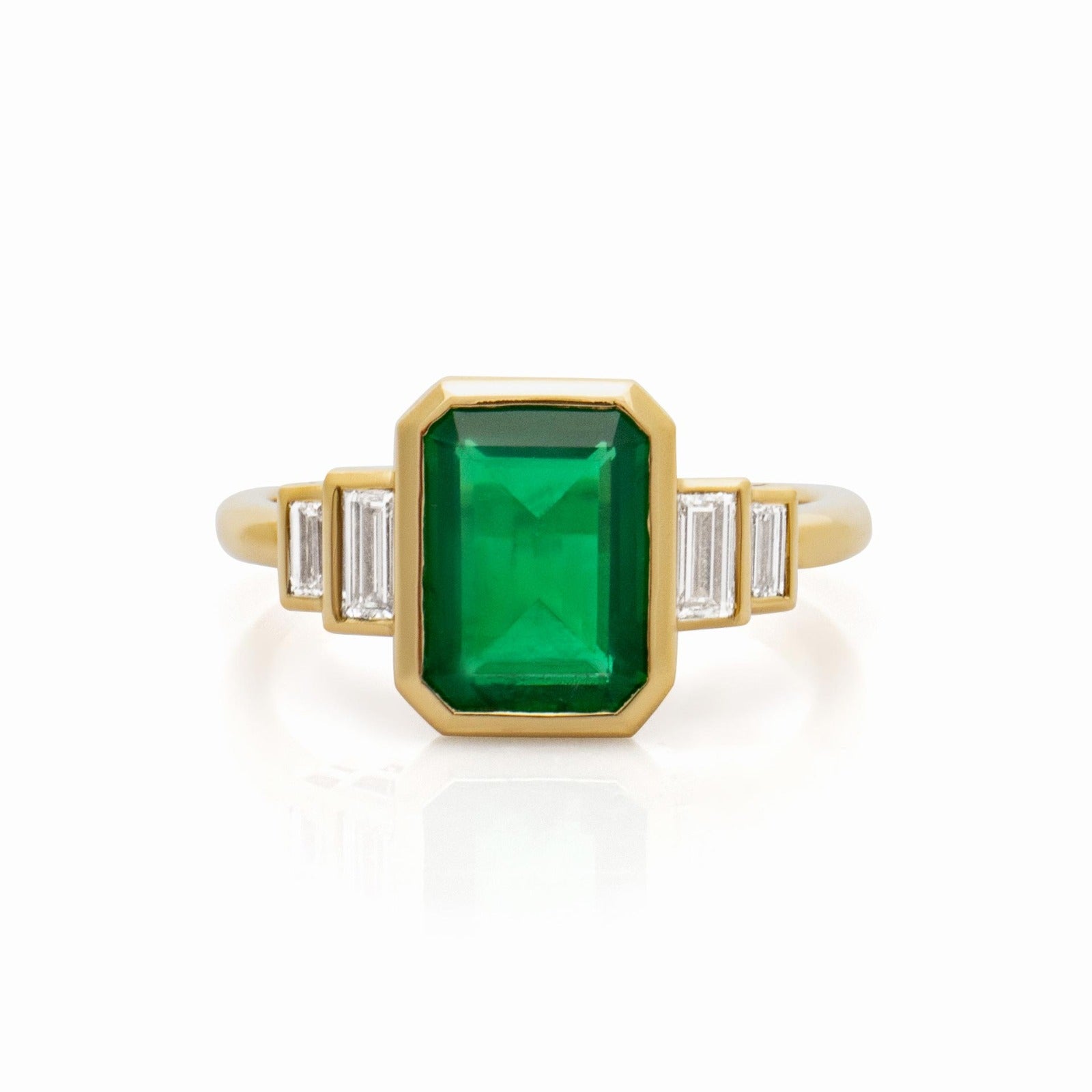 Emerald and Diamond engagement ring. Emerald and Diamond five stone ring. 5 stone engagement ring. Emerald ring. 