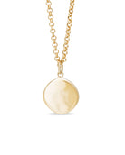 Gold disc pendant. Gold dog tag. Gold disc charm. 