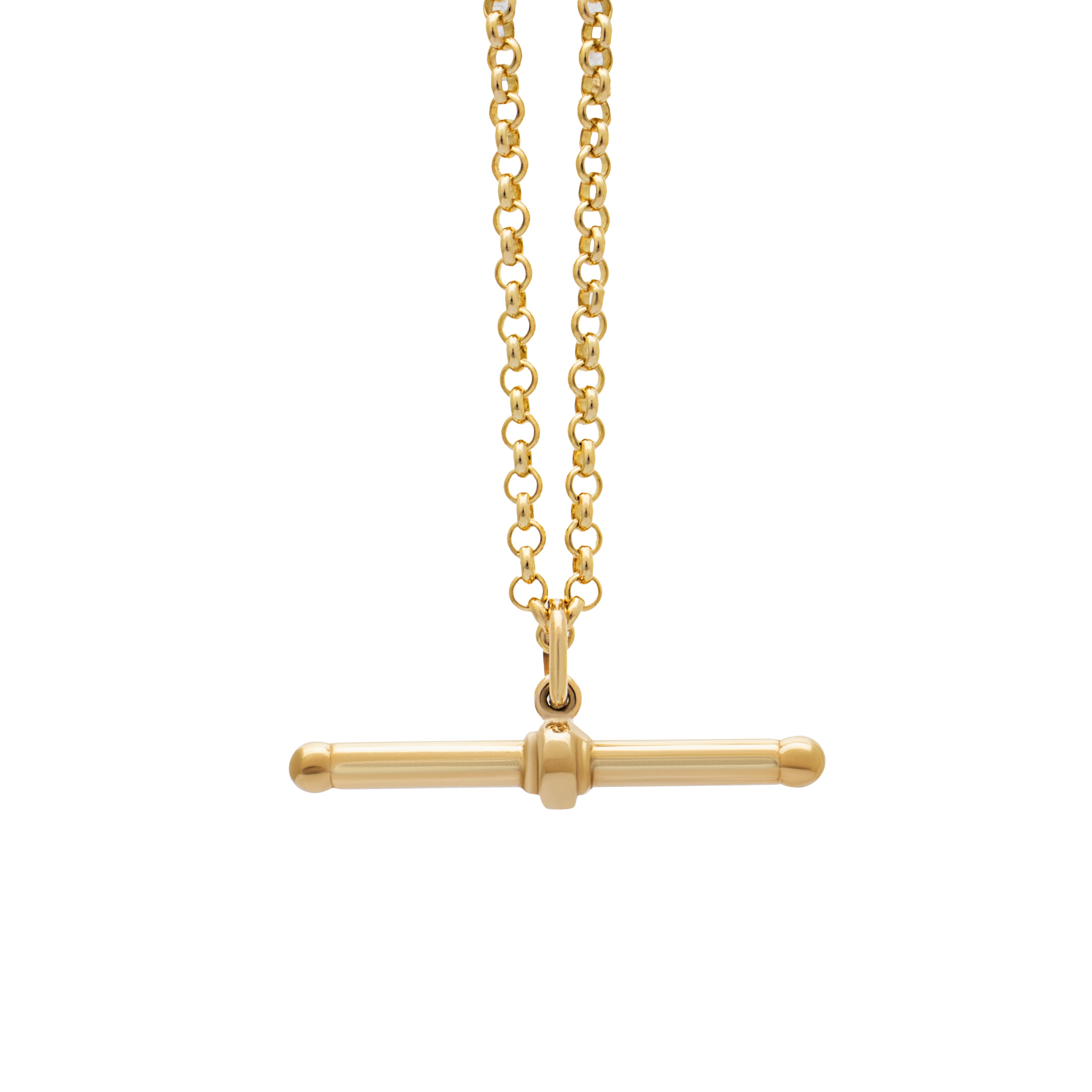 Gold T-bar pendant. T-bar. Gold pendant. Solid gold T-bar. 