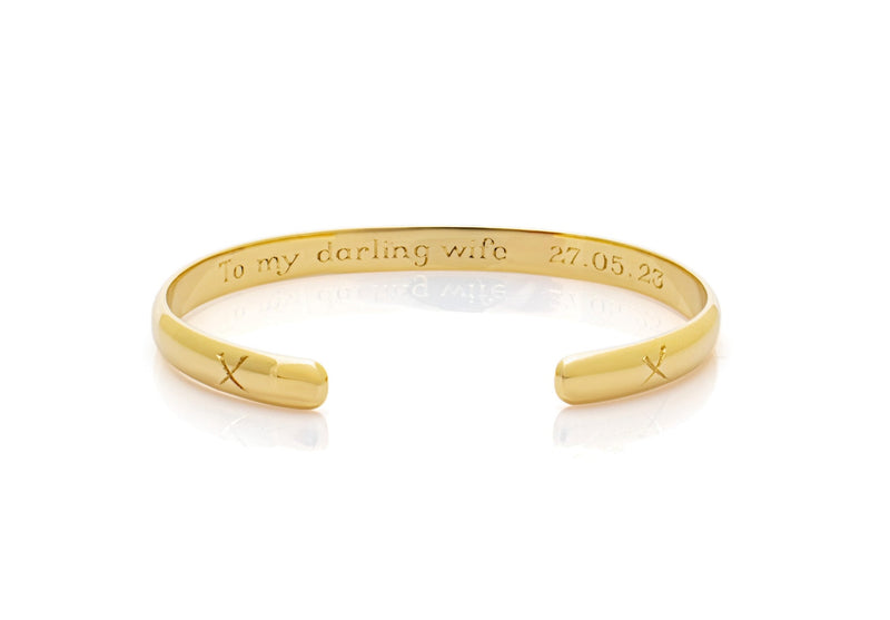 Bespoke-engraved Heavy Gold Binding Bangle