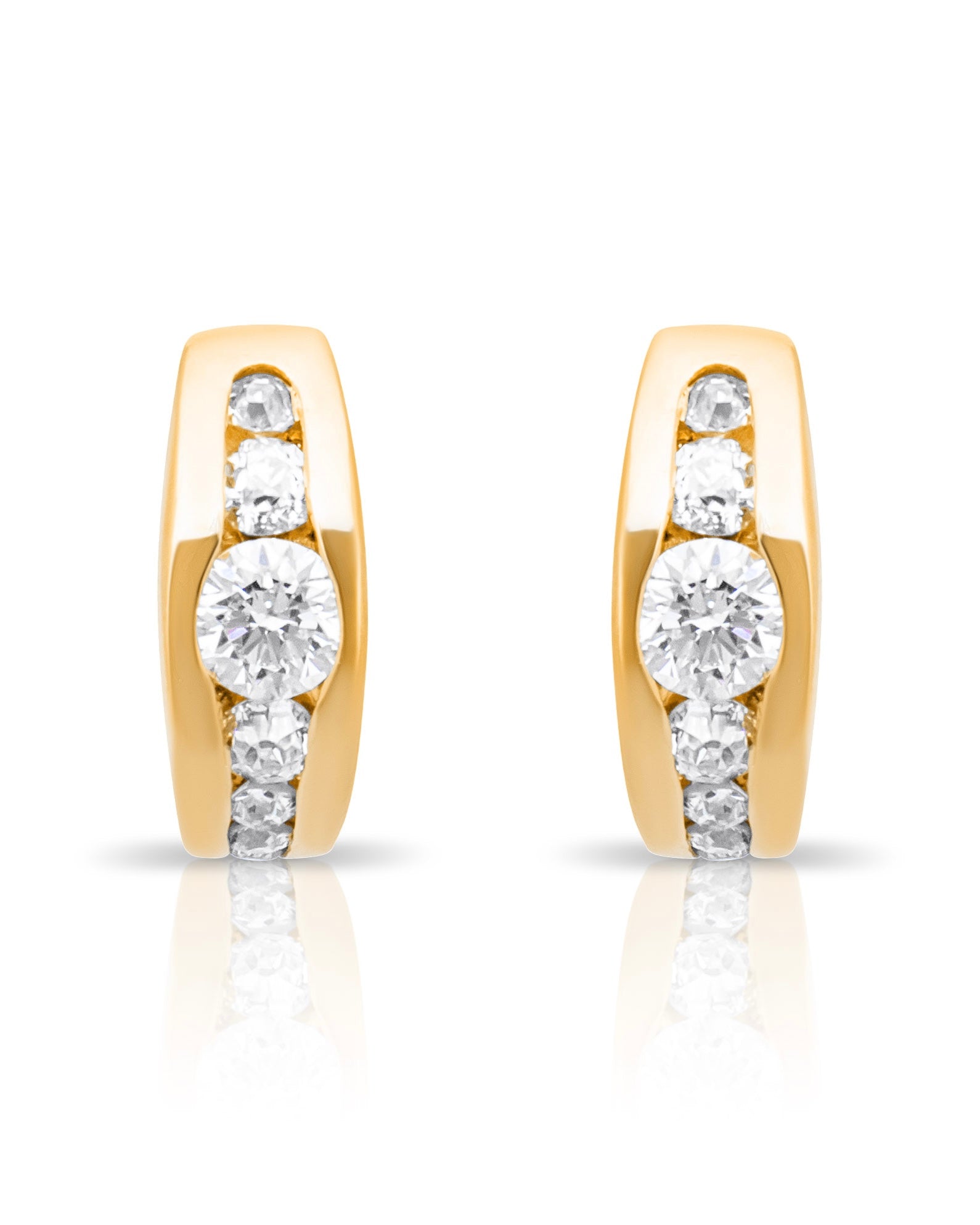 Diamond huggie hoops. Diamond hoop earrings. 