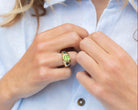 Green Tourmaline and teal Tourmaline Bombé Ring. Coloured Stone Ring. Bombé ring. Signet style ring. Gold ring. Chunky gold ring. Solid gold ring. Cocktail ring. 