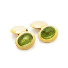 Cabochon cufflinks. Gemstone cufflinks. Gold cufflinks. Handmade cufflinks.  Green tourmaline cabochon. Gold cufflinks. 