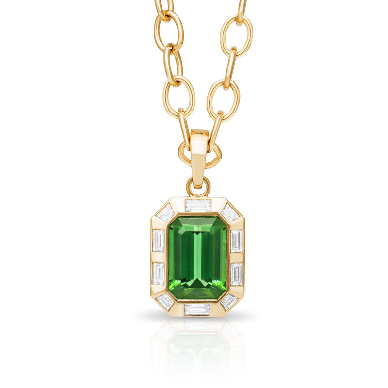 Green Tourmaline & Diamond Pendant