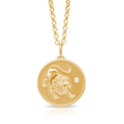 Leo Zodiac pendant. Leo Zodiac necklace. Medallion. Gold zodiac pendant. Solid gold and diamond pendant. Disc pendant. Gold disc pendant. 