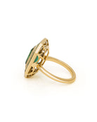 Lagoon green Tourmaline target ring. Enamel ring. Green gemstone ring. Tourmaline ring