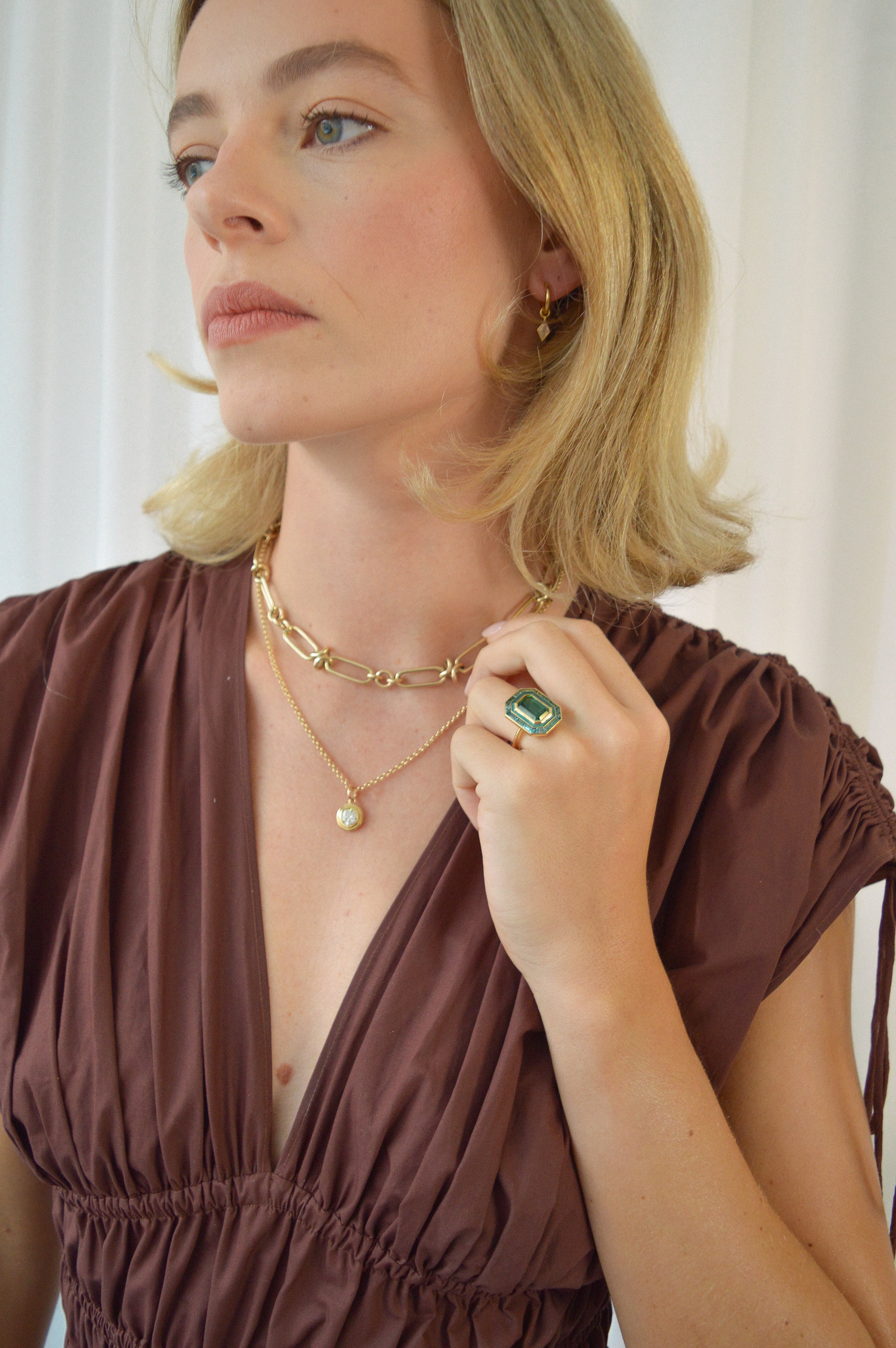 Lagoon green Tourmaline target ring. Statement ring. Cocktail ring. Bluish-green gemstone ring