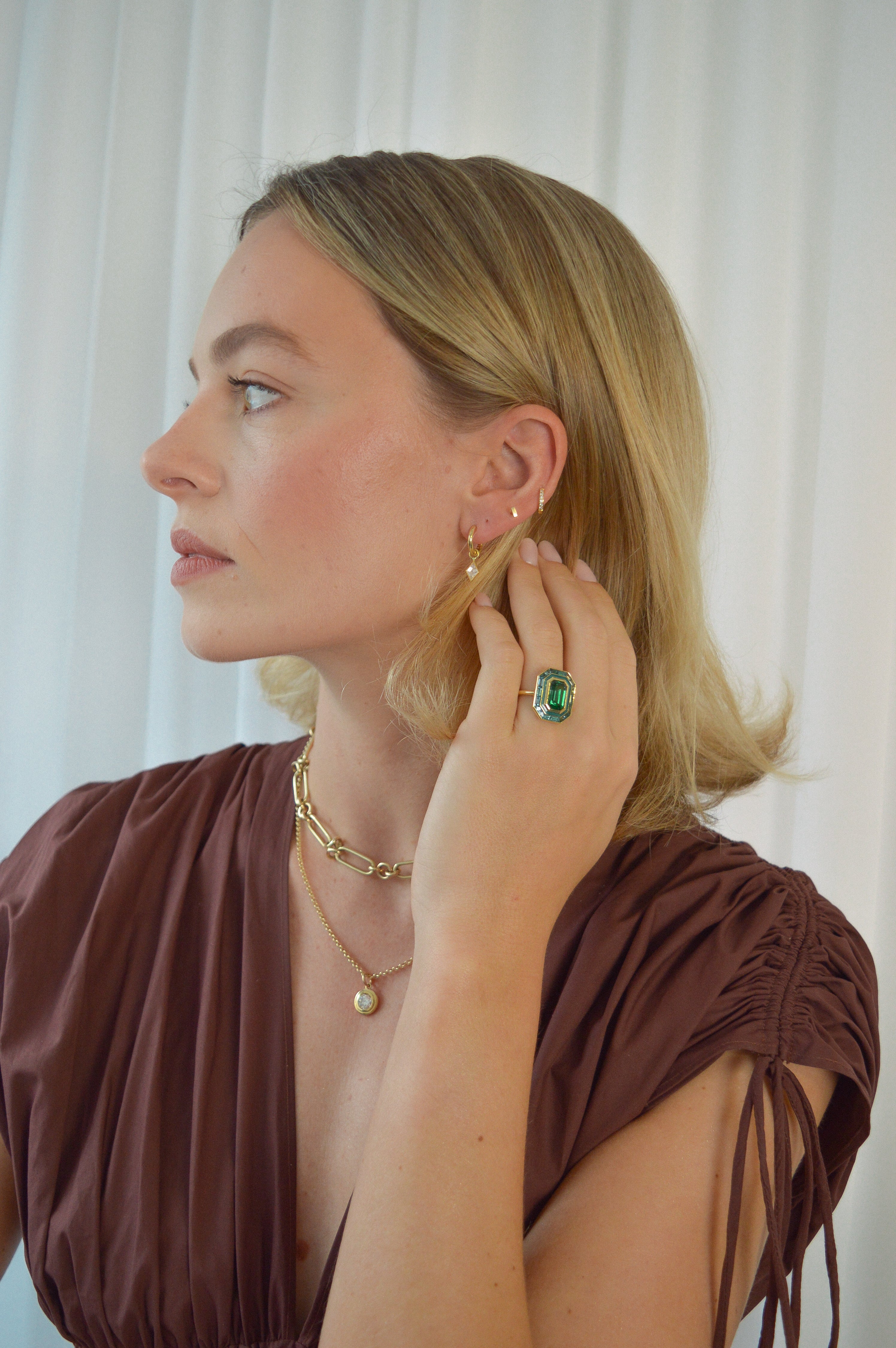 Lagoon green Tourmaline target ring. Statement ring. Cocktail ring. Bluish-green gemstone ring