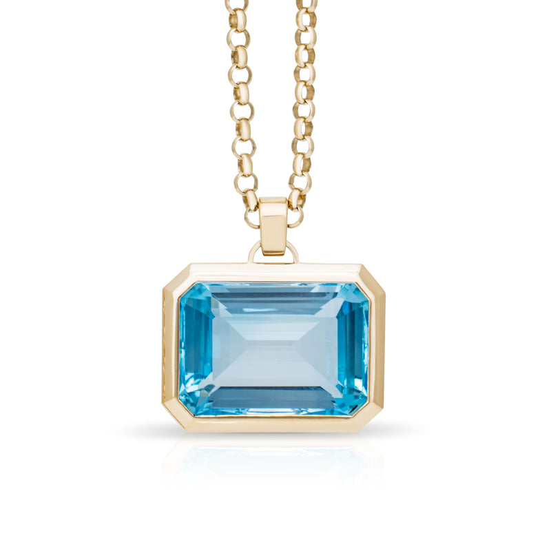 Large Topaz pendant set East - West