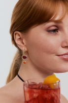 Negroni Cocktail Earrings. Garnet earrings. Fire Opal earrings. Red gemstone earrings. Orange gemstone earrings. Big earrings. Statement earrings. Gemstone drop earrings. 