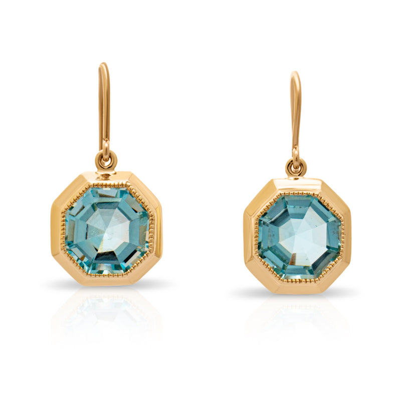 Large Octagonal Topaz Drop Earrings