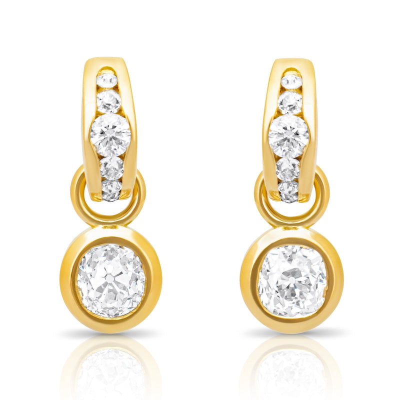 Old Cut Diamond Hoop & Detachable Drop Earrings