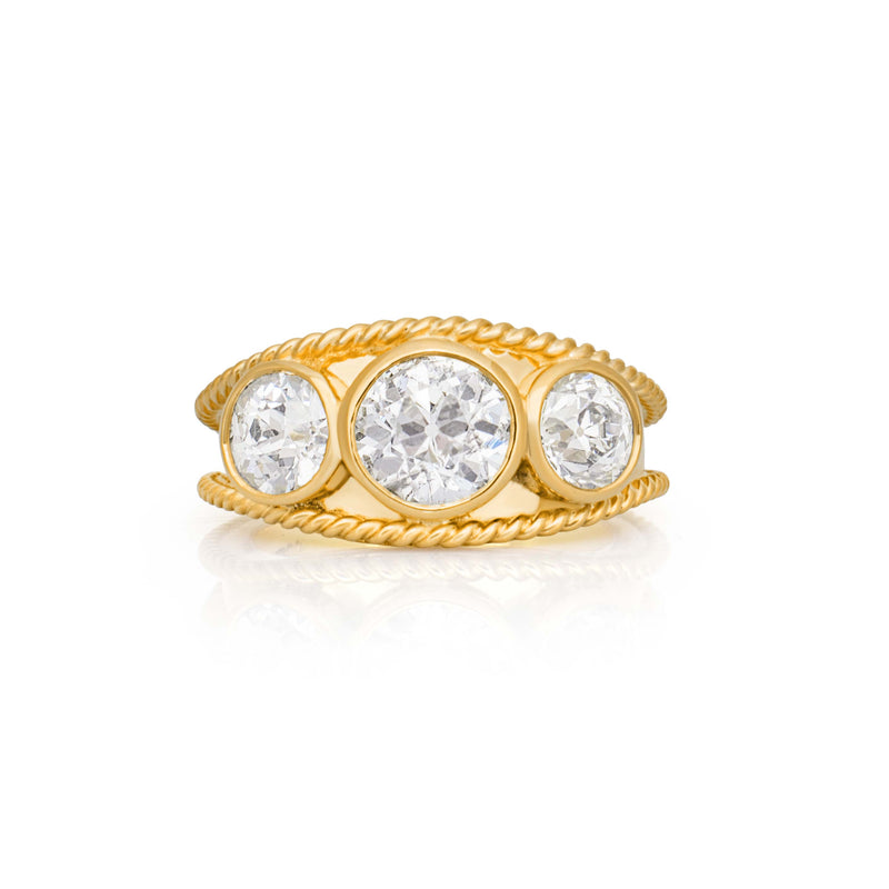 Old Cut Diamond Classical Trilogy Ring