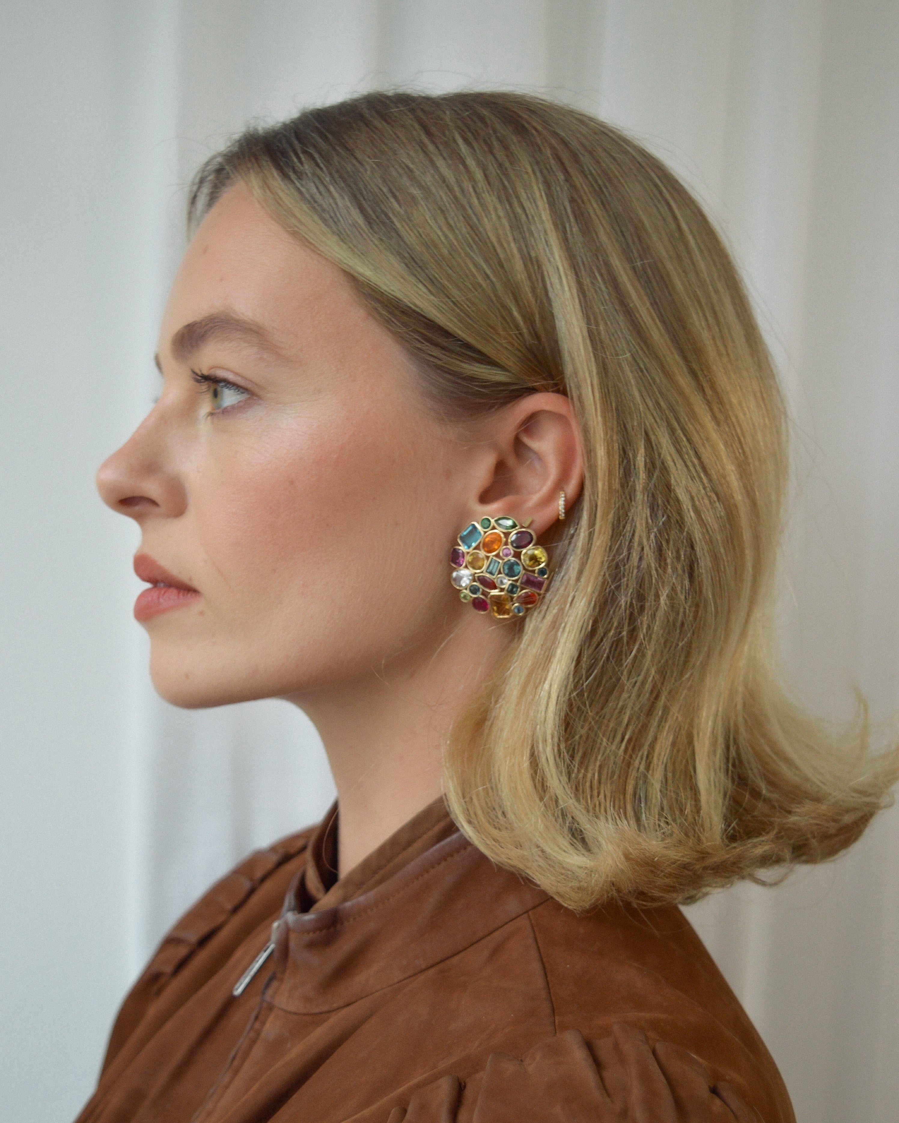 Multi-coloured gemstone earrings. Statement earrings. Colourful earrings. Big gemstone earrings