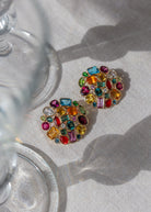Multi-coloured gemstone earrings. Statement earrings. Colourful earrings. Big earrings