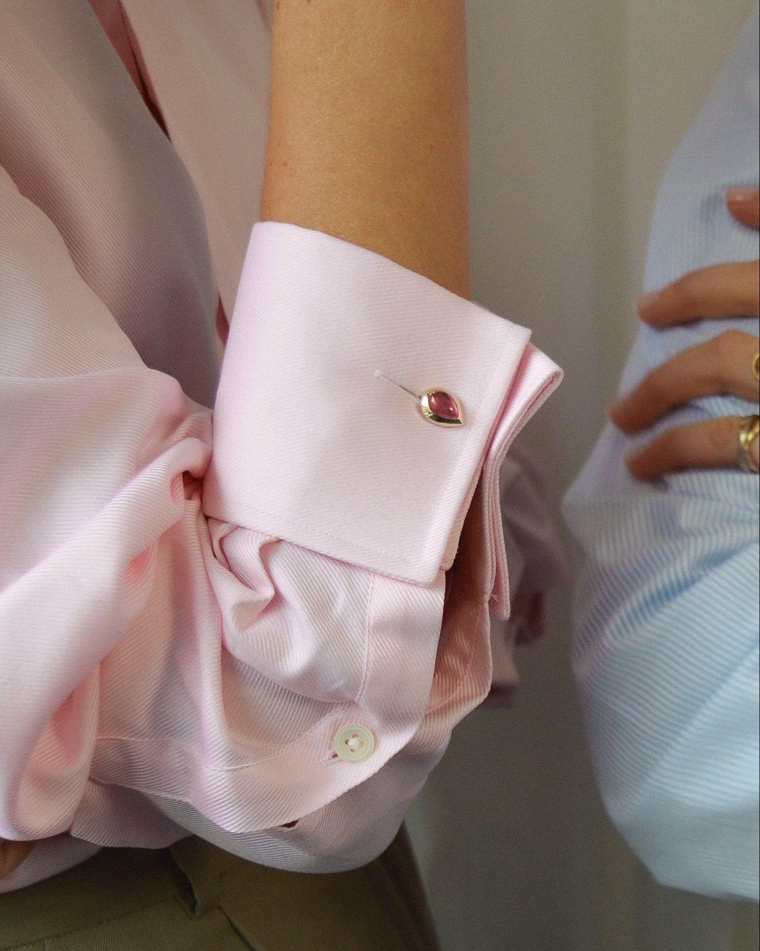 Pink tourmaline cufflinks. Gemstone cufflinks. Personalised cufflinks. Engraved cufflinks