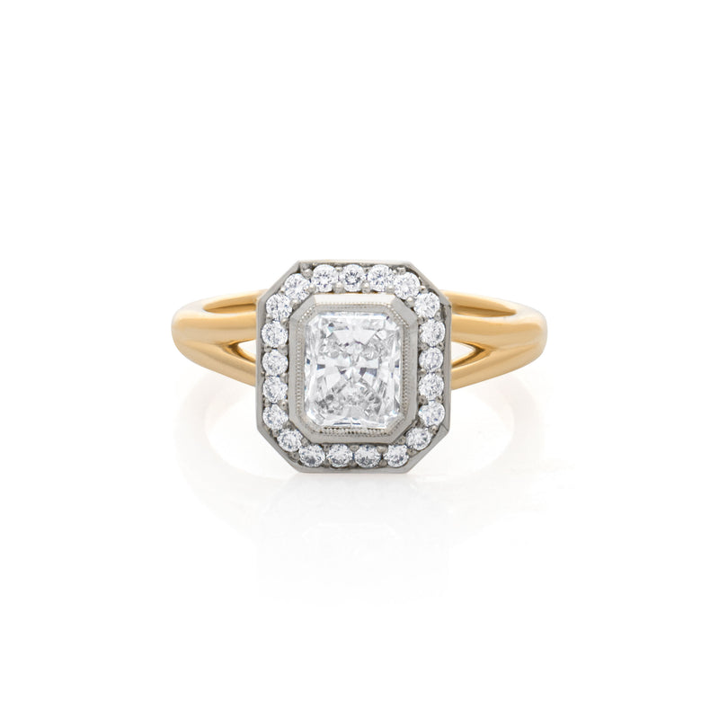 Radiant Cut Diamond Halo Ring