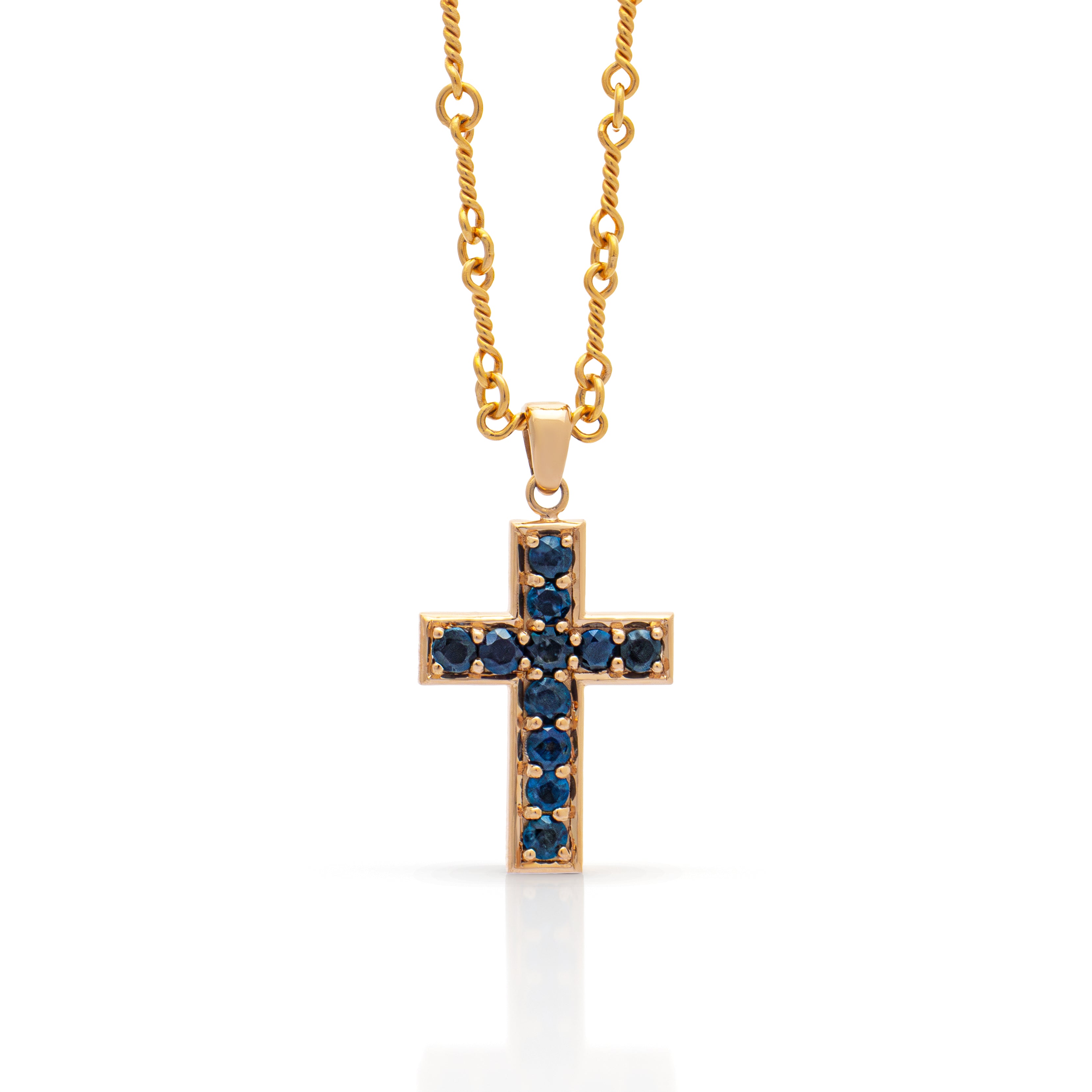 Rose gold and Sapphire cross. Rose gold and Sapphire crucifix. 