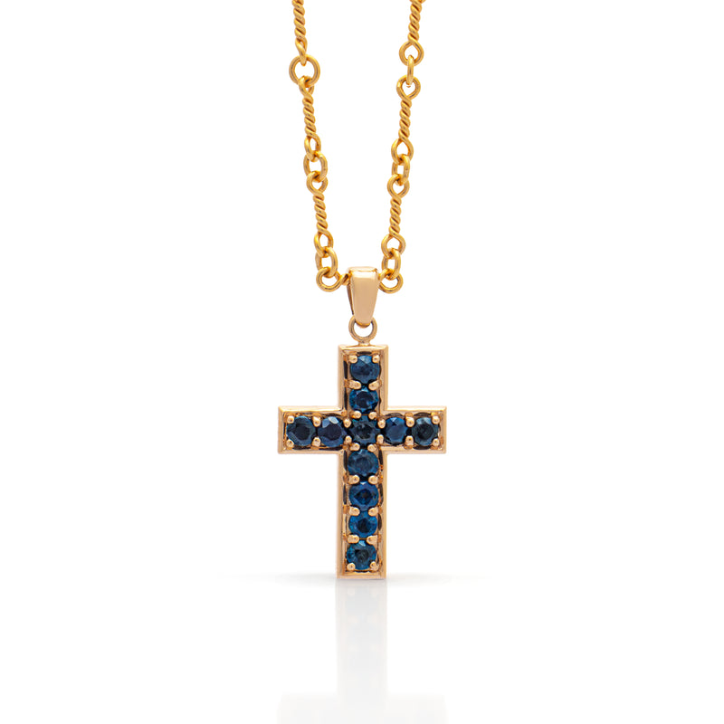 Rose Gold & Sapphire Cross
