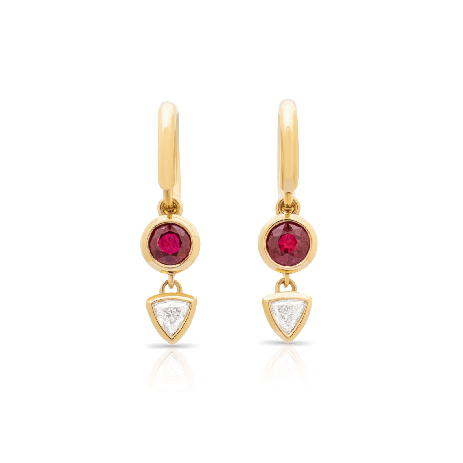 Ruby & Diamond Drop Earrings. Ruby earrings. Diamond earrings. Gemstone drop earrings. 