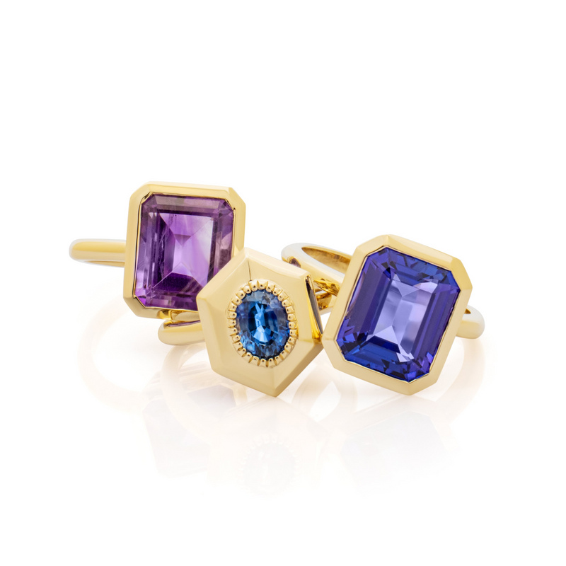Sapphire, Tanzanite & Amethyst Rings
