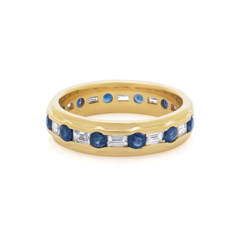 A Sapphire & baguette Diamond band