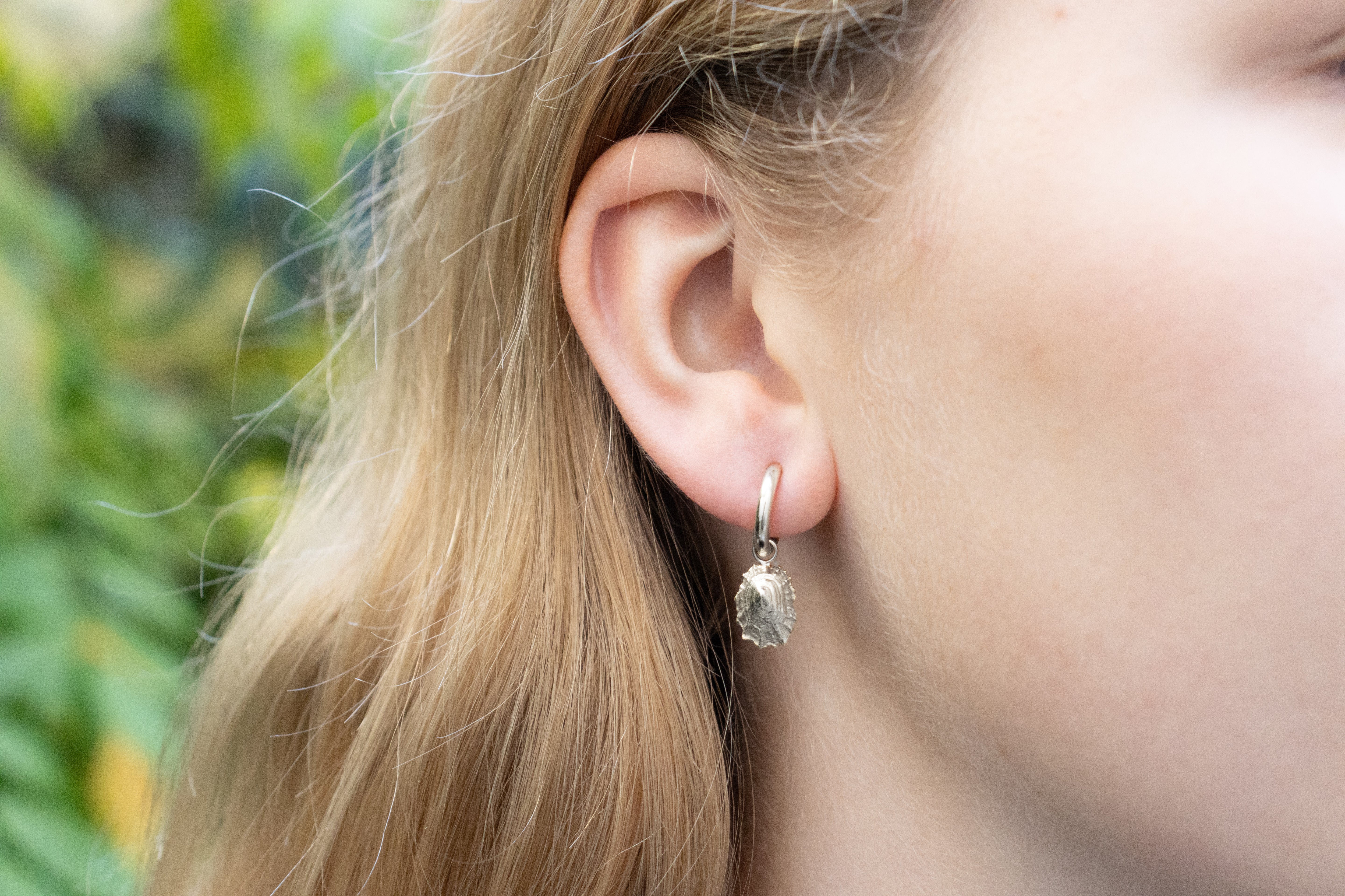 Polzeath earrings. Polzeath, Cornwall. Cornwall jewellery. Shell earrings. Cornish shell jewellery. Silver shell jewellery. Gold shell jewellery. Those Happy Places. Serena Ansell Jewellery.