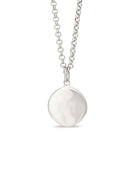 Silver disc pendant. Silver dog tag. Silver disc charm. 