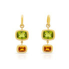 Peridot and Madeira Citrine earrings. Green gemstone earrings. Orange gemstone earrings. Big earrings. Statement earrings. Cocktail earrings. French 75 cocktail earrings. Cocktail jewellery. Double drop earrings.