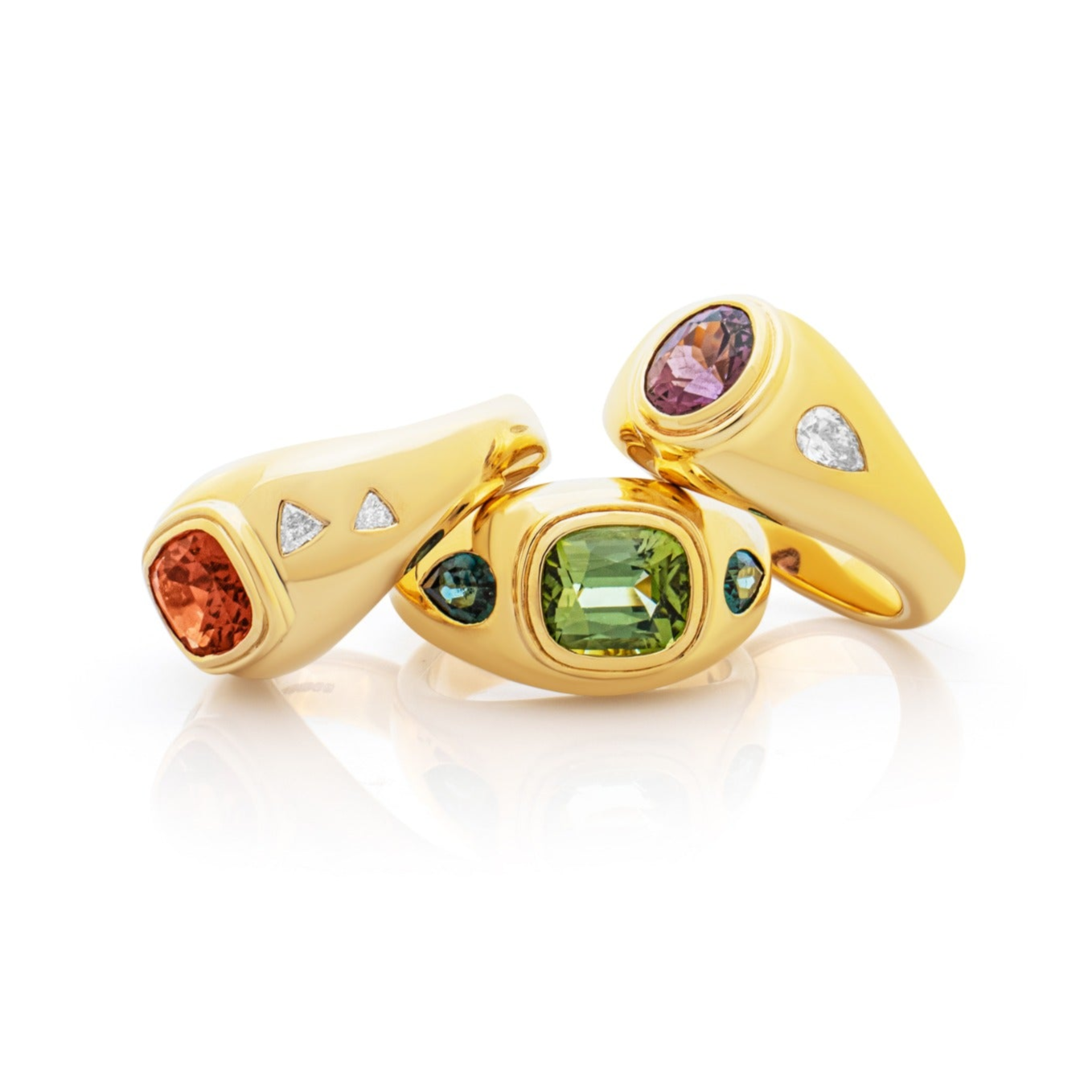 Starry Night Bombé Rings. Gemstone rings. Chunky gold rings. Chunky gemstone rings. Bombé rings. 