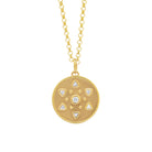 Gold medallion. Diamond medallion. Gold disc pendant. Diamond pendant.