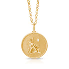 Virgo Zodiac pendant. Virgo Zodiac necklace.  Birthstone pendant. Birthstone jewellery. Medallion. Gold zodiac pendant. Solid gold and Diamond pendant. Disc pendant. Gold disc pendant.