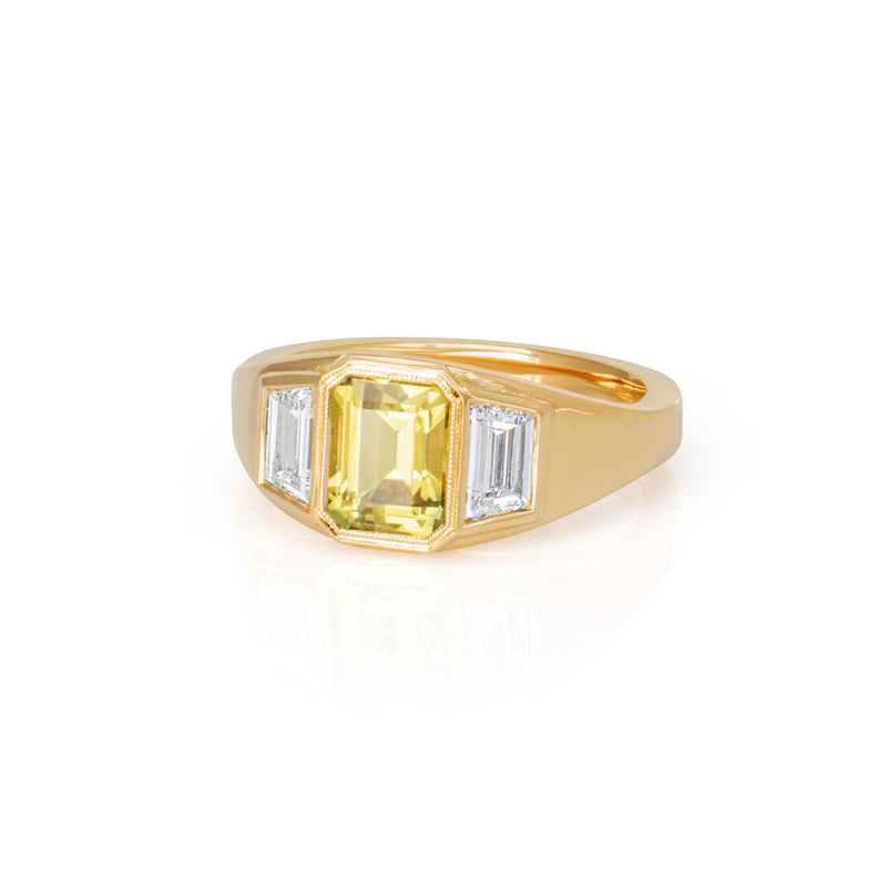 Yellow Sapphire & Diamond Ring