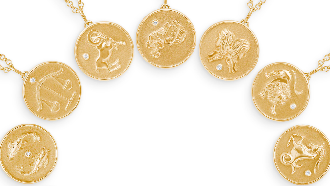 Zodiac medallions. Zodiac jewellery. Zodiac pendants. Zodiac necklaces. Star sign jewellery. Serena Ansell