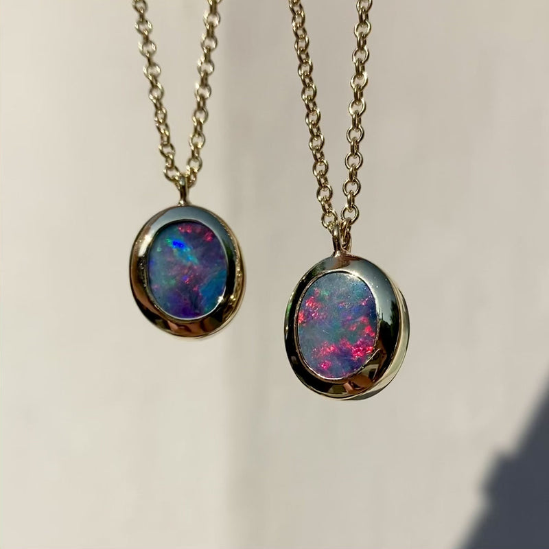 Opal Pendant Necklaces made from a pre-loved pair of Opal Stud Earrings