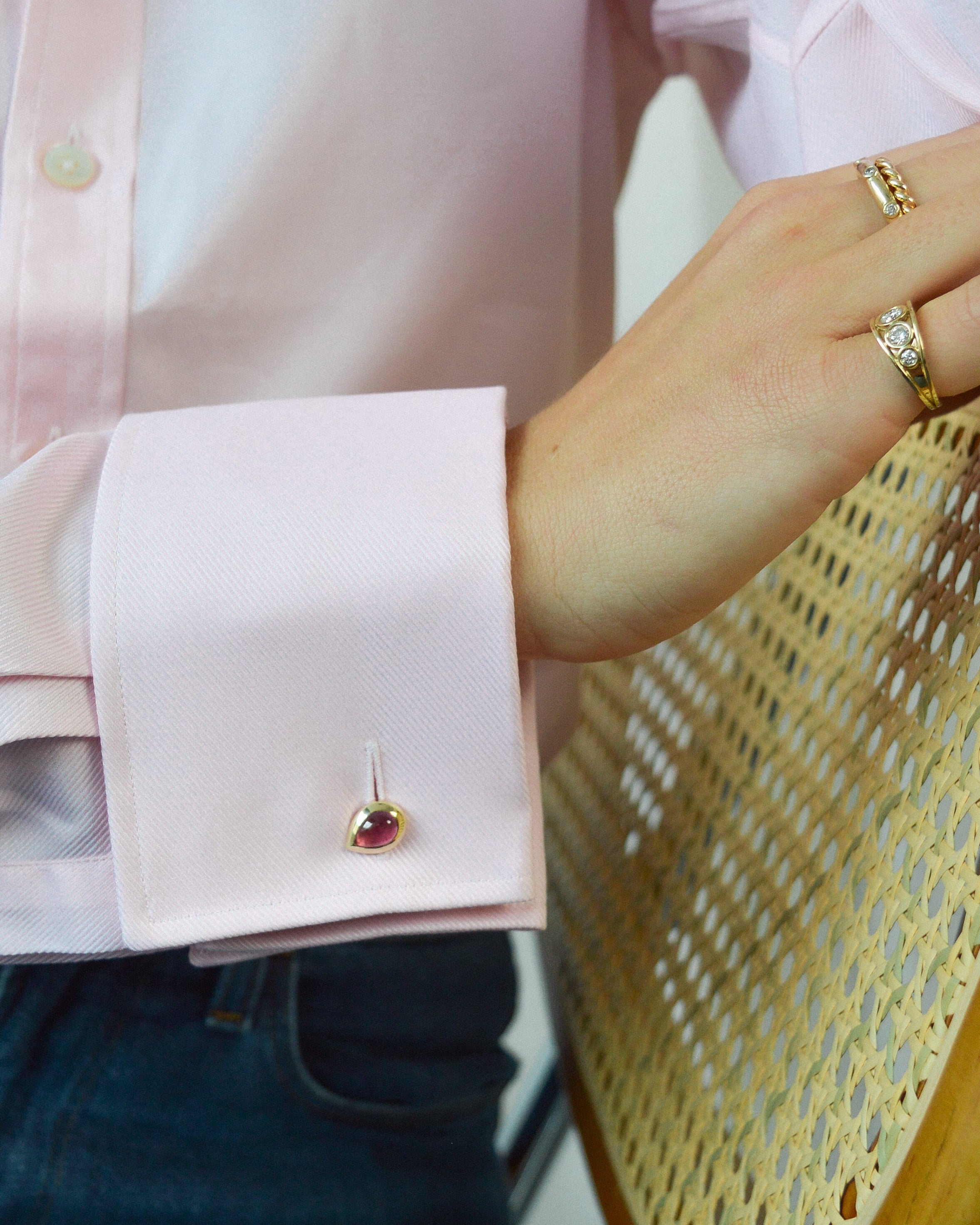 Pink tourmaline cufflinks. Gemstone cufflinks. Personalised cufflinks. Engraved cufflinks