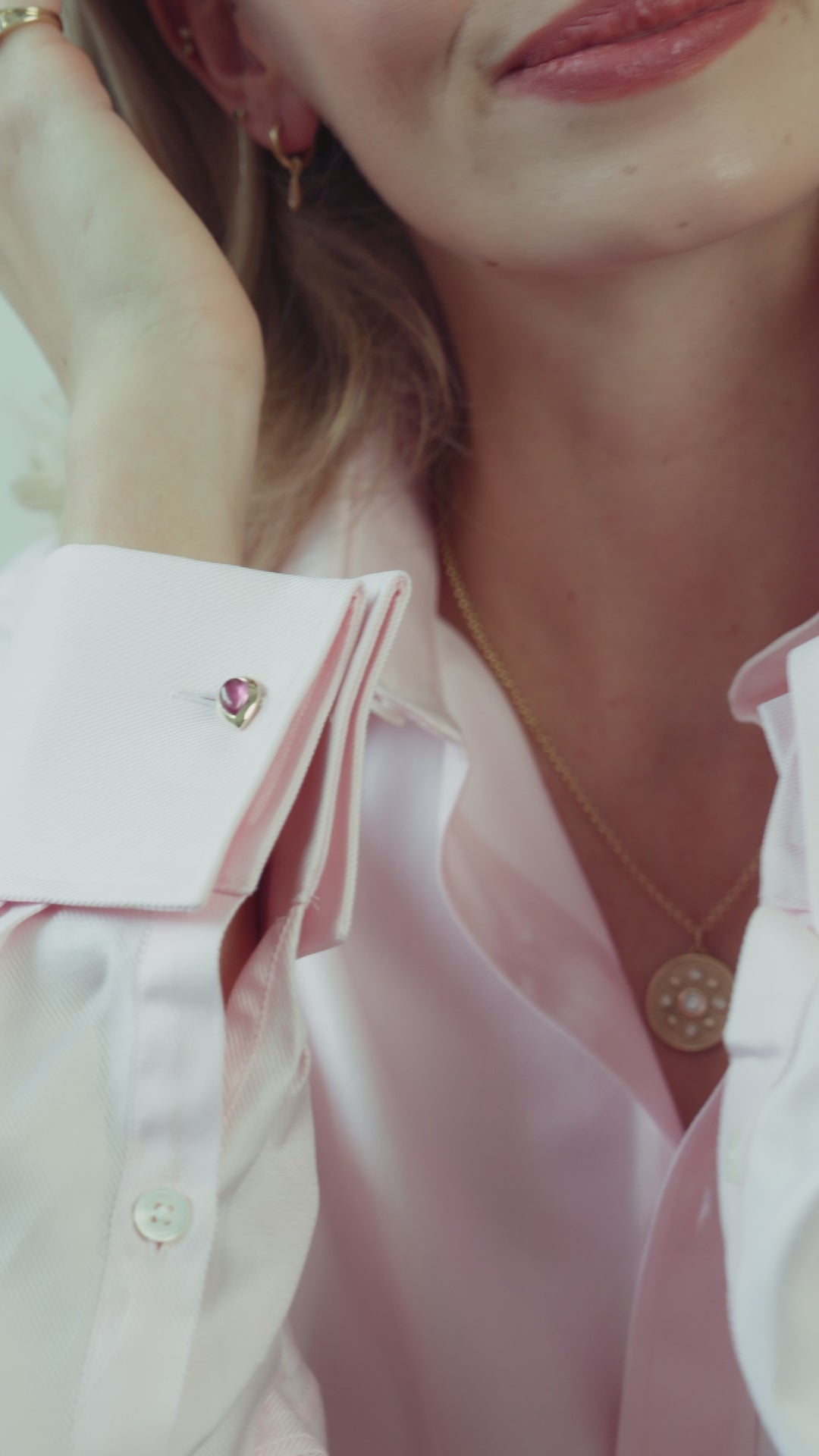 Pink tourmaline cufflinks. Gemstone cufflinks. Personalised cufflinks. Engraved cufflinks