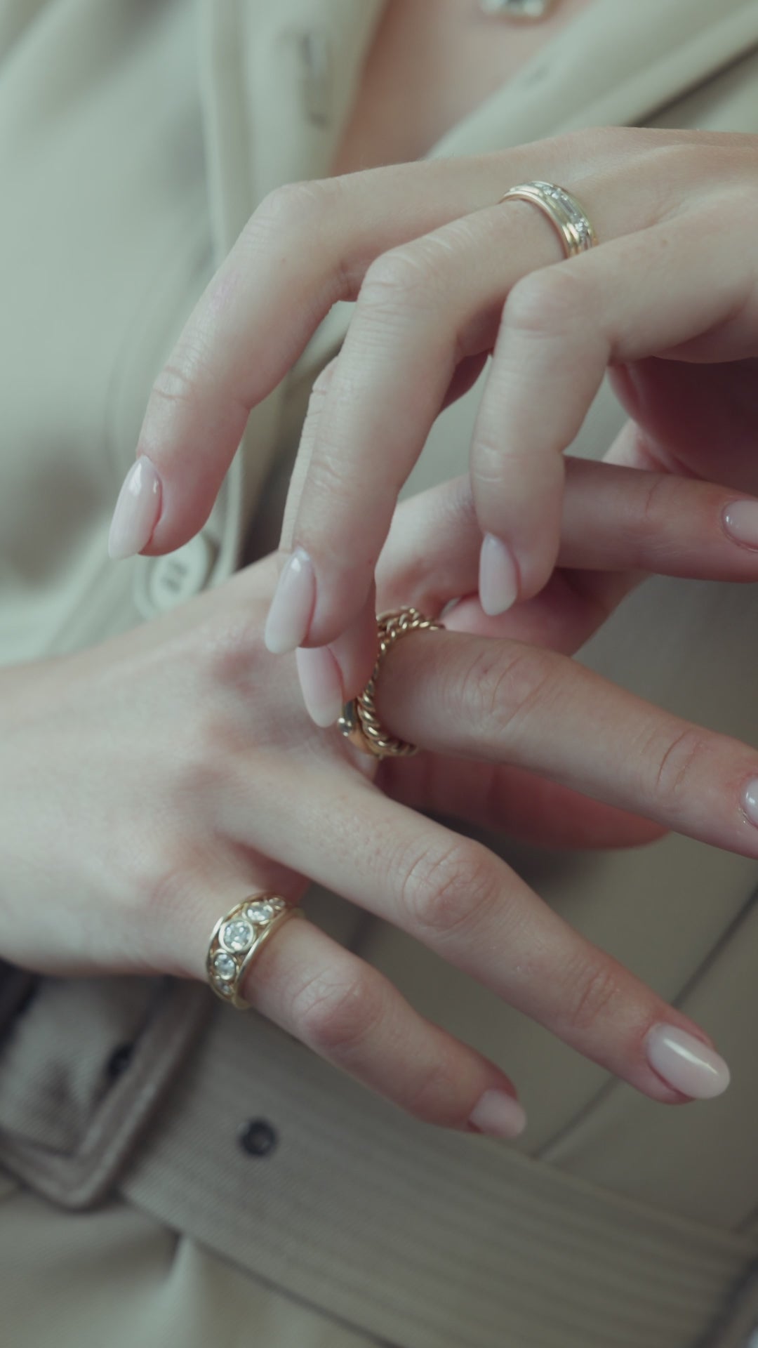 Diamond pinky ring. Five-stone diamond ring. Chunky pinky ring. 